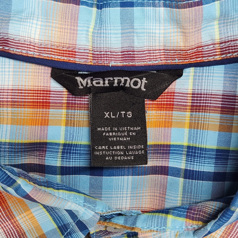 Marmot Shirt Mens XL Multicolor Plaid Short Sleeve Button Up Lightweight Casual - Picture 3 of 14